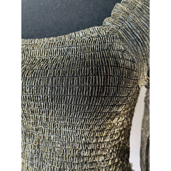 EYESHADOW Girls XL (16) Party Sparkling Black/Gold Longsleeve Blouse NWT $50 - Picture 3 of 9